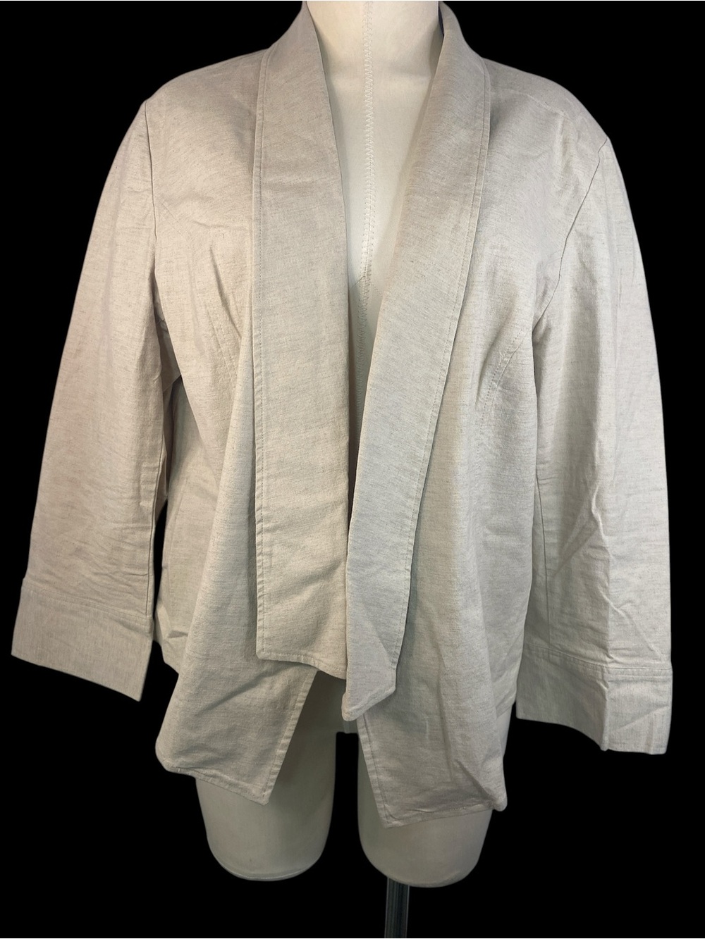 Lane Bryant Linen Blend Beige Open Front Women's Jacket Size 18